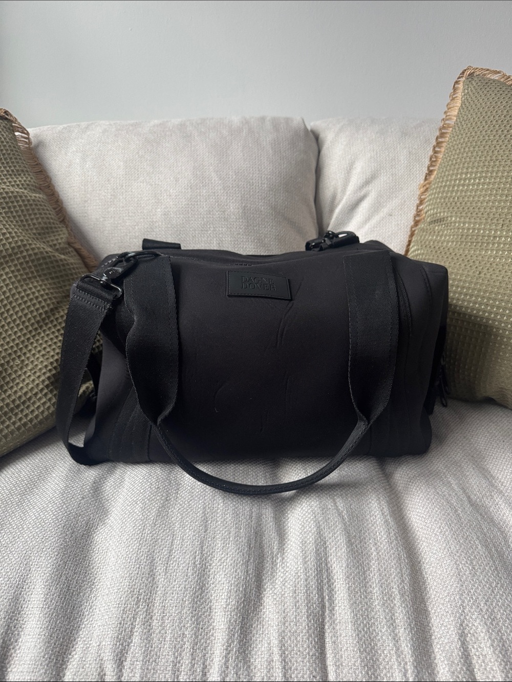 Dagne Dover Black Travel Duffel Bag with Detachable Strap
